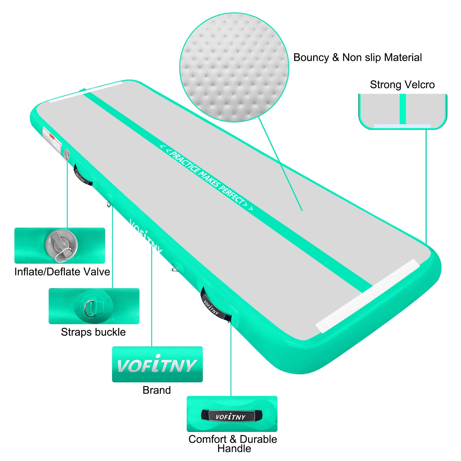 10 FT Green Air Track Tumbling Mat